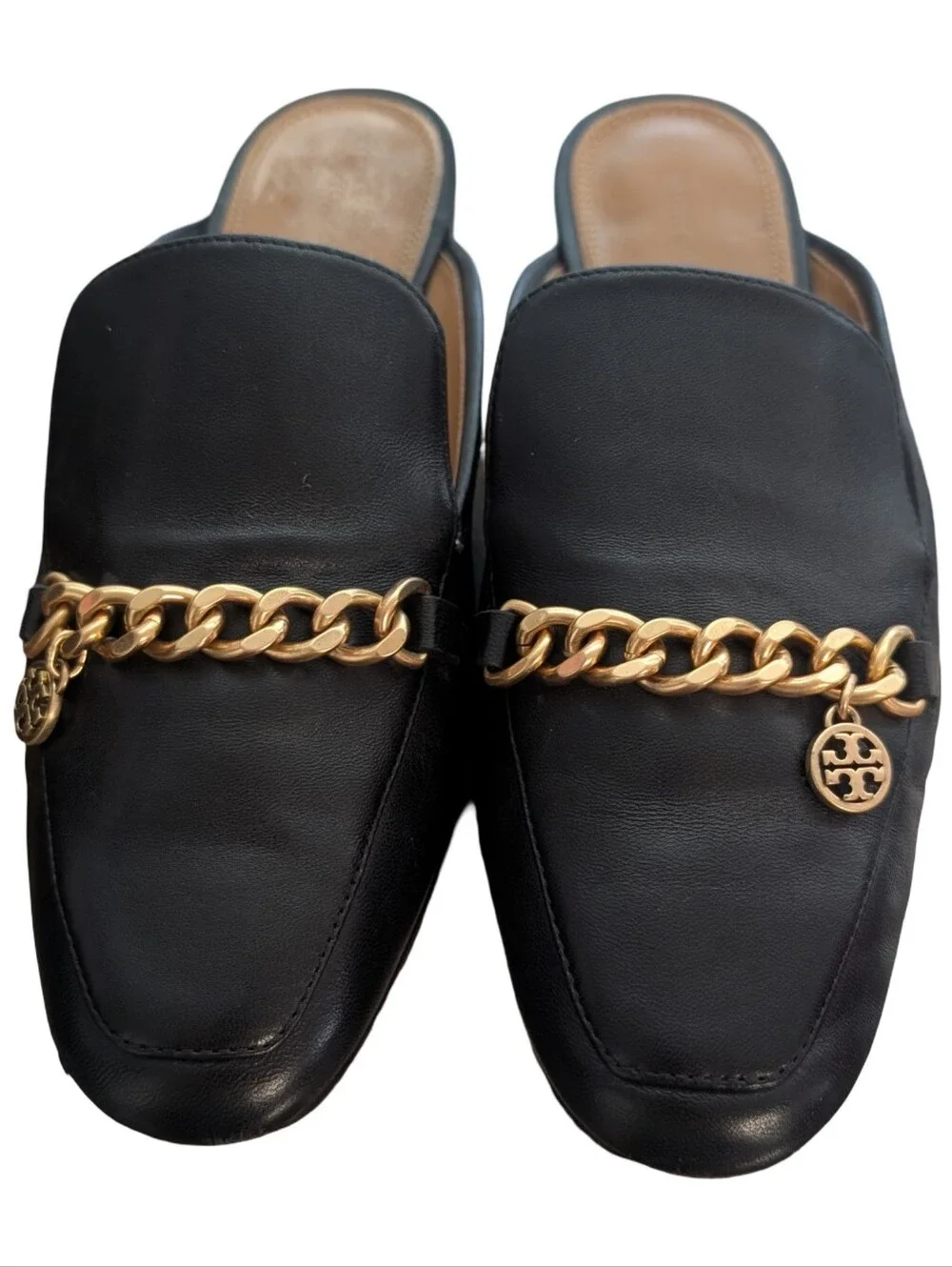 Tory Burch Mini Benton leather loafer slide mule in black, size 8M